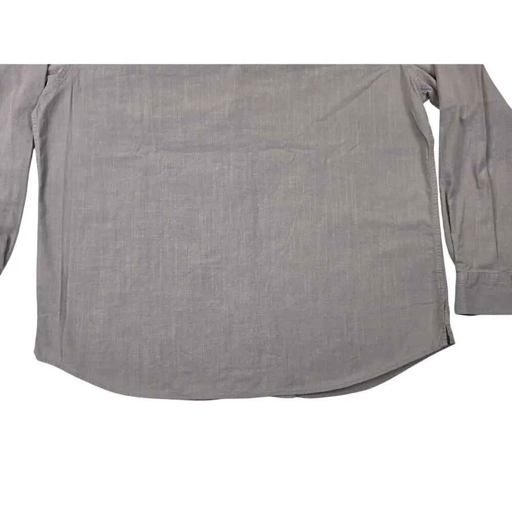Design In Italy Luxury Mens XL Long Sleeve Button Down Linen Shirt Grey